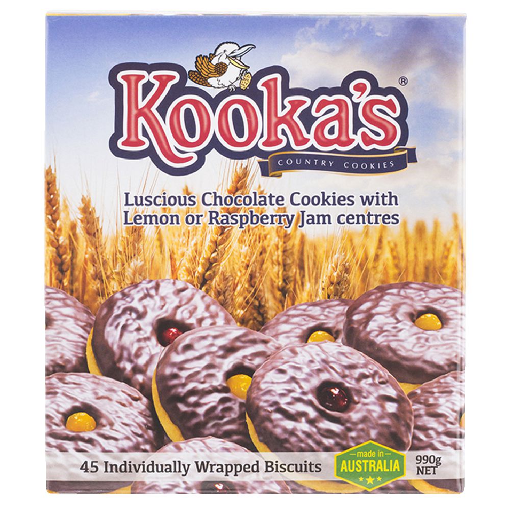 Kookas Country Cookies Choc Lemon and Choc Raspberry 45 Pack